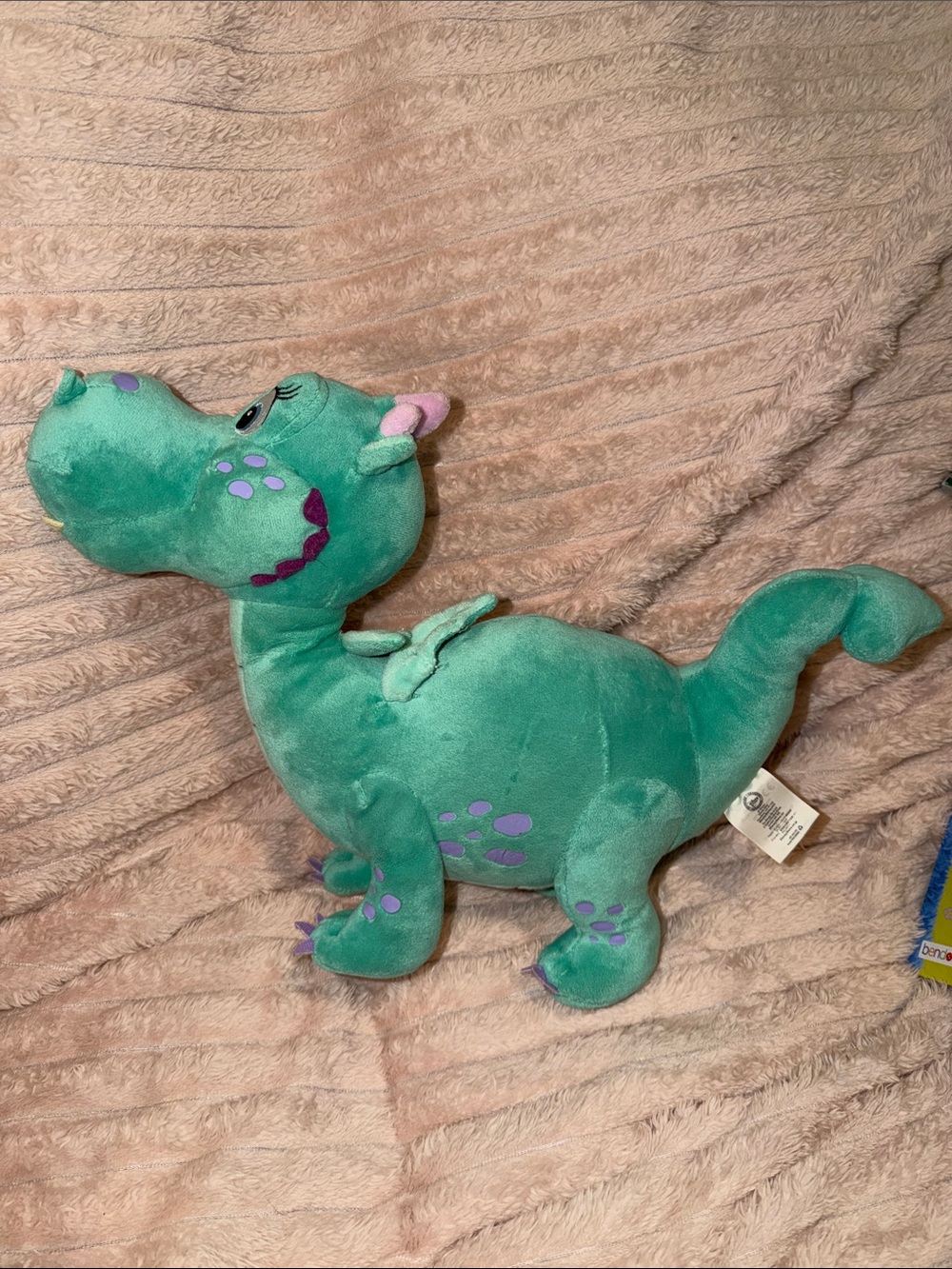 Disney Green Plush Dragon with Purple Accents